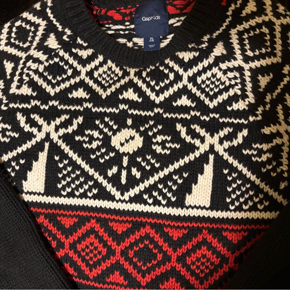 Gap Kids Fair Isle thick cotton sweater 12 - Picture 2 of 4